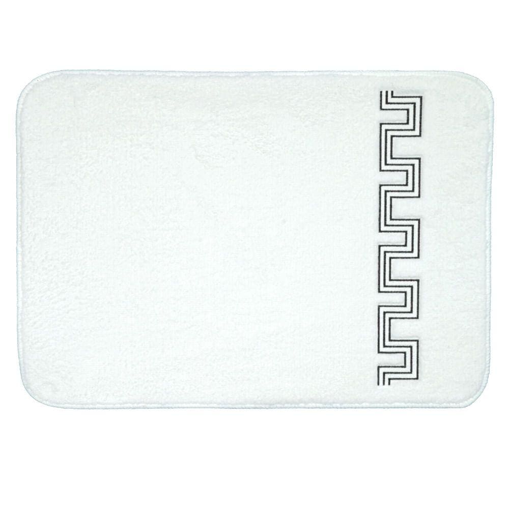 Tapete de Banheiro Poliester Base Antiderrapante Vizapi Greco 50x70cm Branco