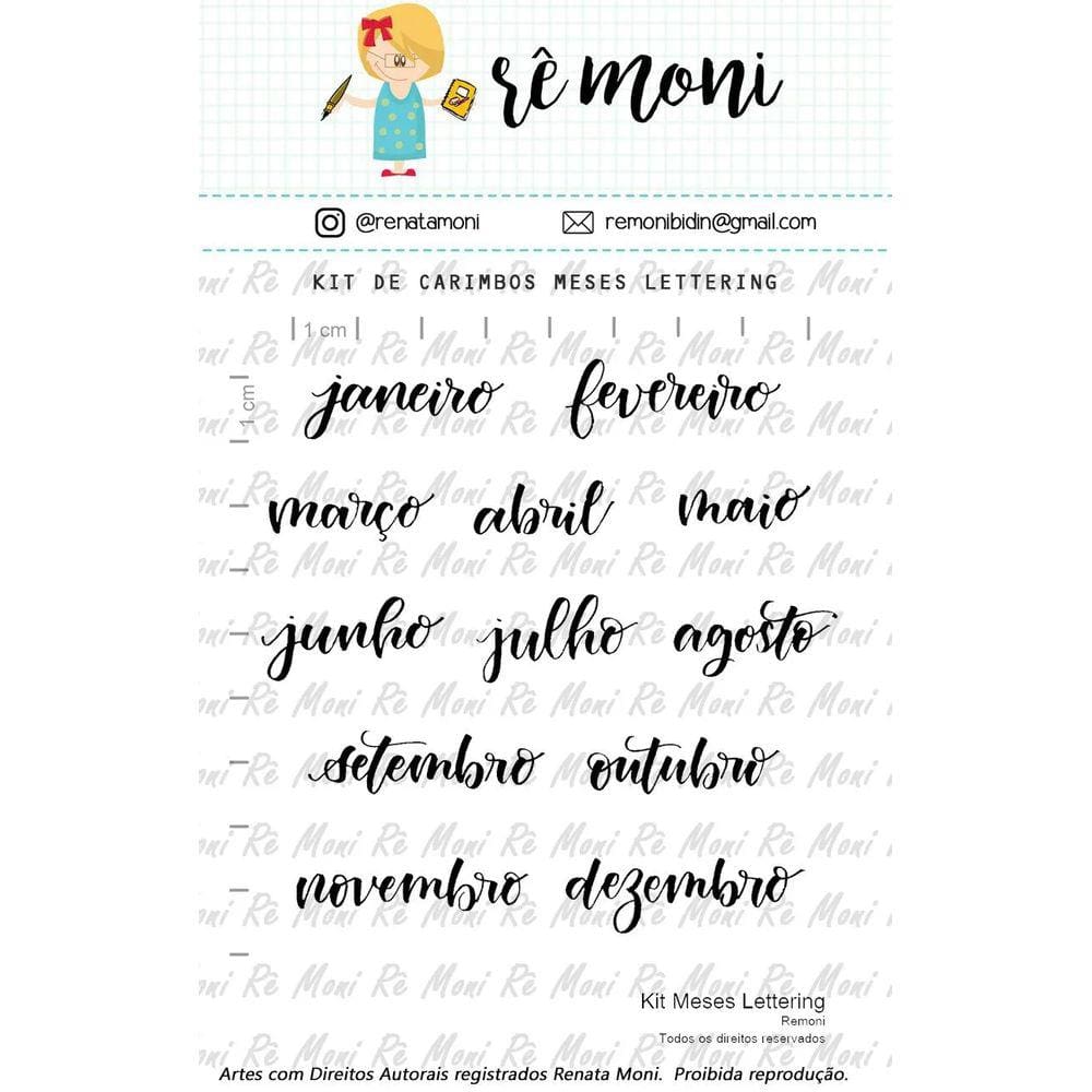 Cartela de Carimbos Transparente Meses Lettering Rêmoni Lilipop