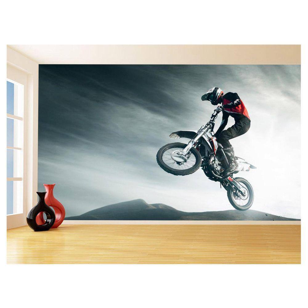 Papel De Parede 3D Moto Cross Trilha Terra Mx 3,5M Bkm11