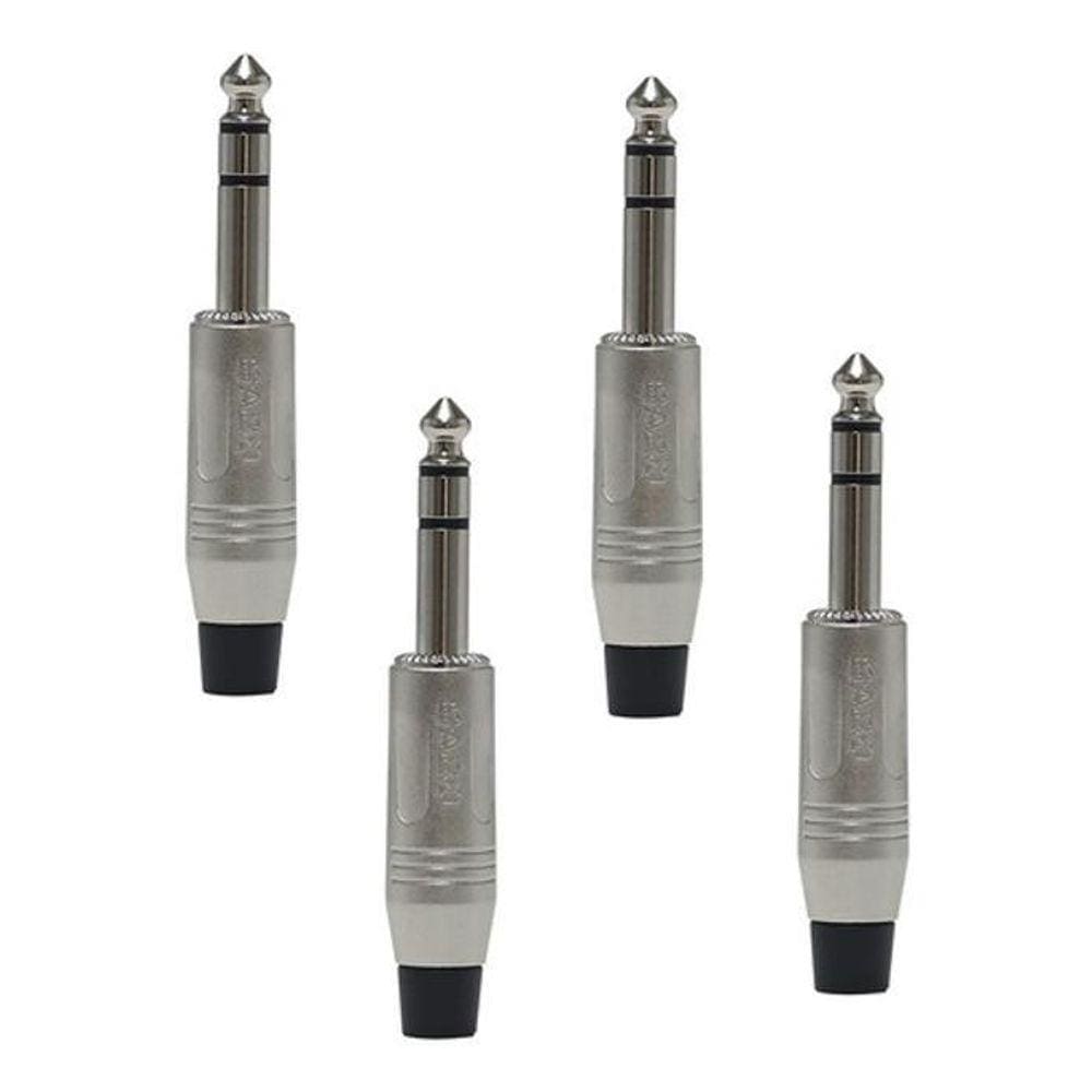 Kit 4 Conector Plug P10 Stereo Ninja Metal Sa2X Santo Angelo