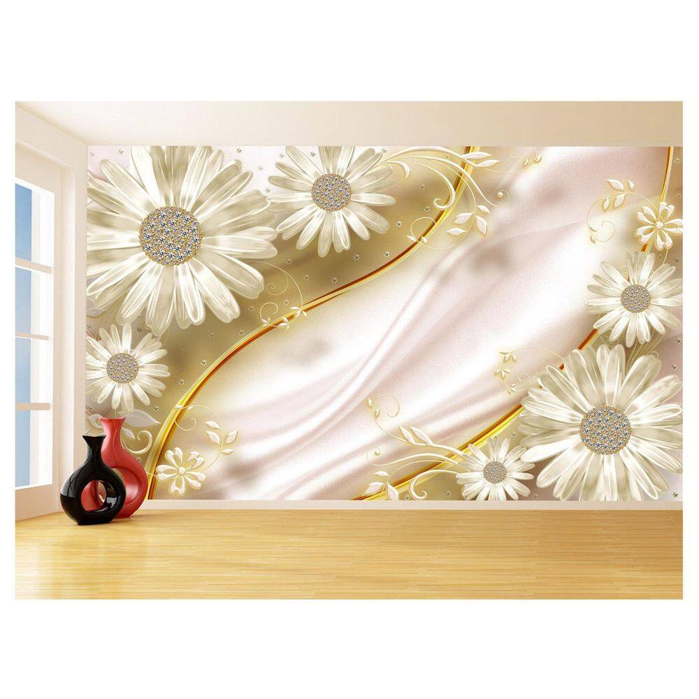 Papel De Parede 3D Floral Textura Sala Flores 3,5M Xfl271