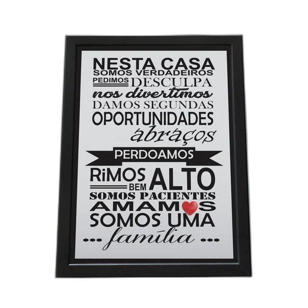 Quadro Com Moldura Nessa Casa Frase Preto E Branco Familia