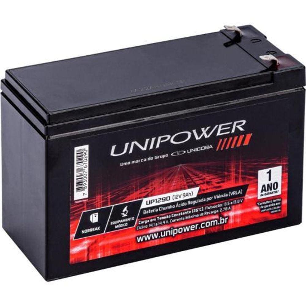 Bateria Estacionária Selada 12V 9Ah VRLA UP1290 Unipower [F002]
