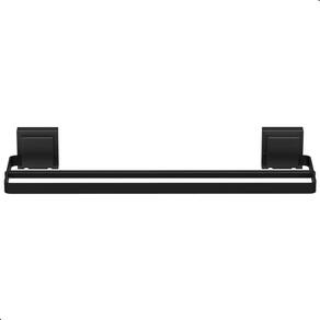 Porta Toalha Suporte Toalheiro Com Ventosa Duplo Preto Max