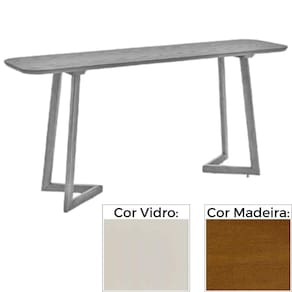 Aparador MH-5345 Herval 160 cm Madeira Amêndoa Vidro Off White Base Amêndoa
