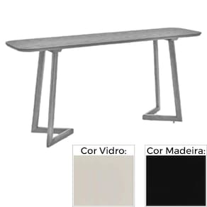 Aparador MH-5345 Herval 160 cm Madeira Laca Fosca Preta Vidro Off White Base Preta
