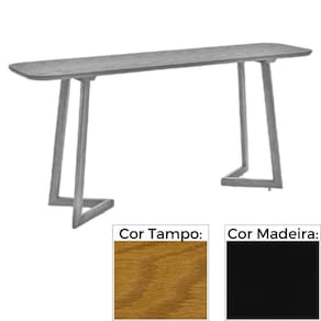 Aparador MH-5345 Herval 160 cm Madeira Laca Fosca Preta Tampo Carvalho Amêndoa Base Preta