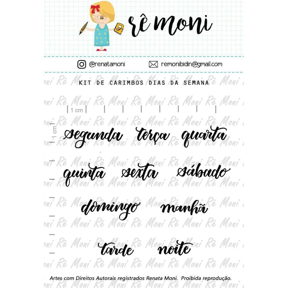 Kit Cartela de Carimbos Dias da Semana Rêmoni LIlipop