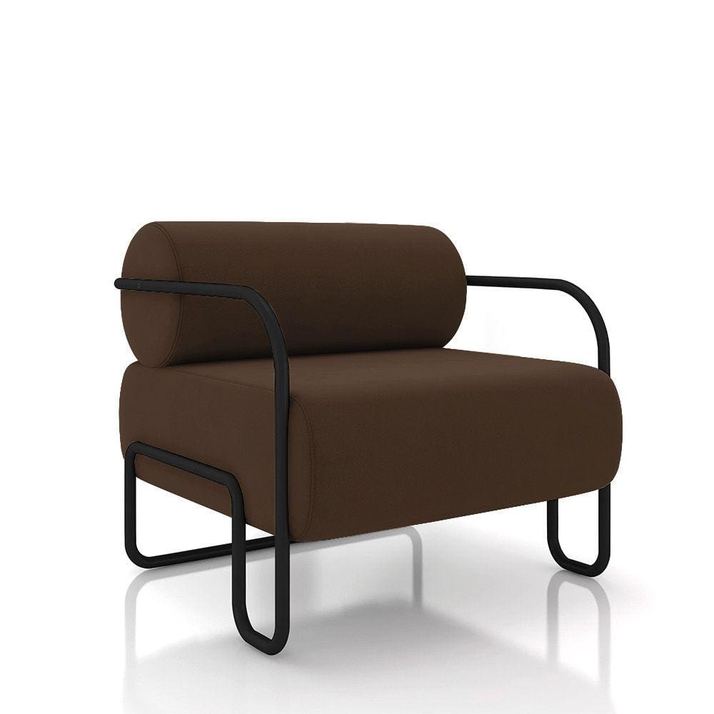 Poltrona Sala de Estar Industrial Preto Ameli Veludo Marrom K01 - D`Rossi