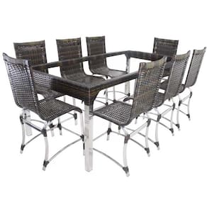 8 Cadeiras E Mesa Haiti Alumínio Cozinha Pedra Ferro