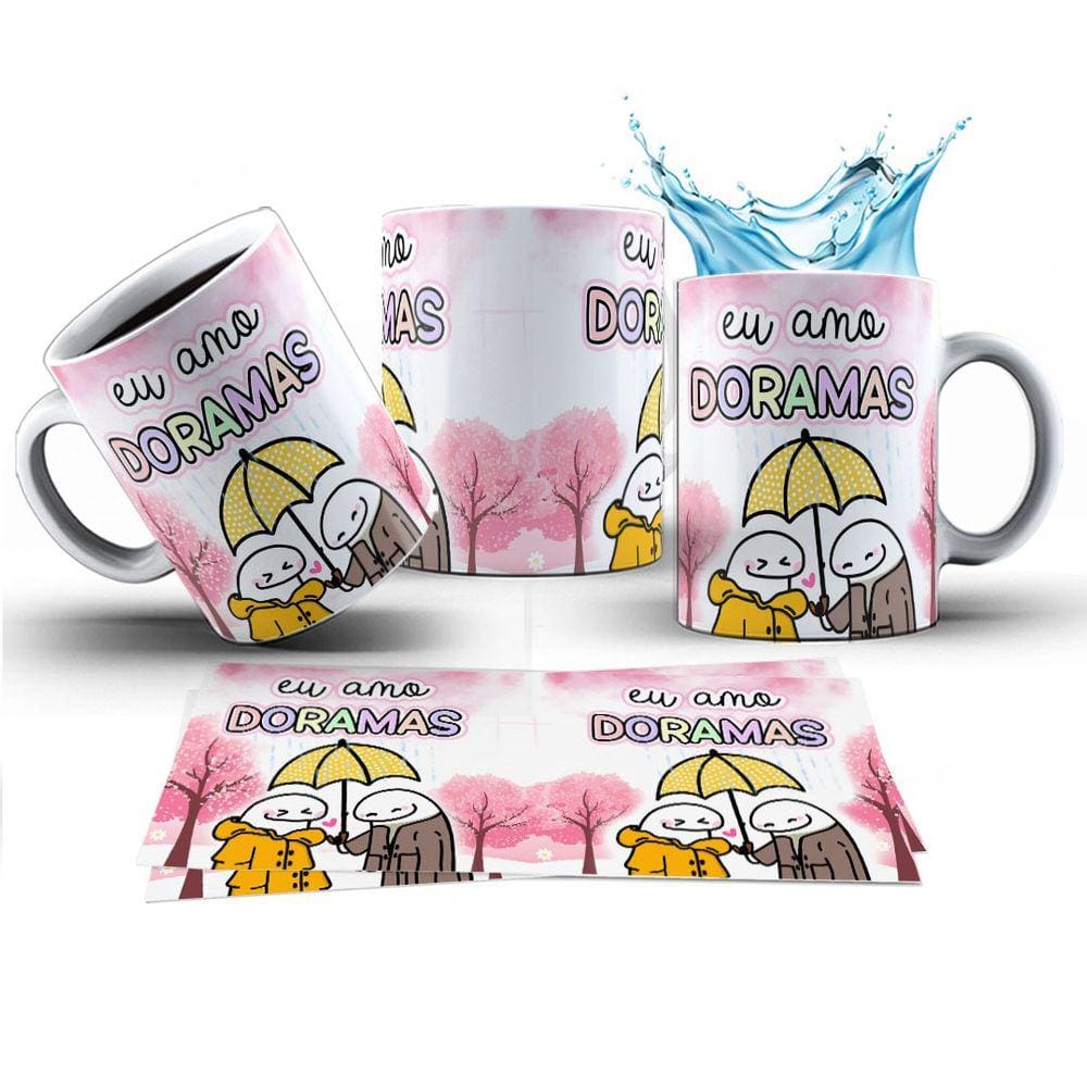 Caneca 325ml Flork Eu Amo Doramas Dorameira K-drama