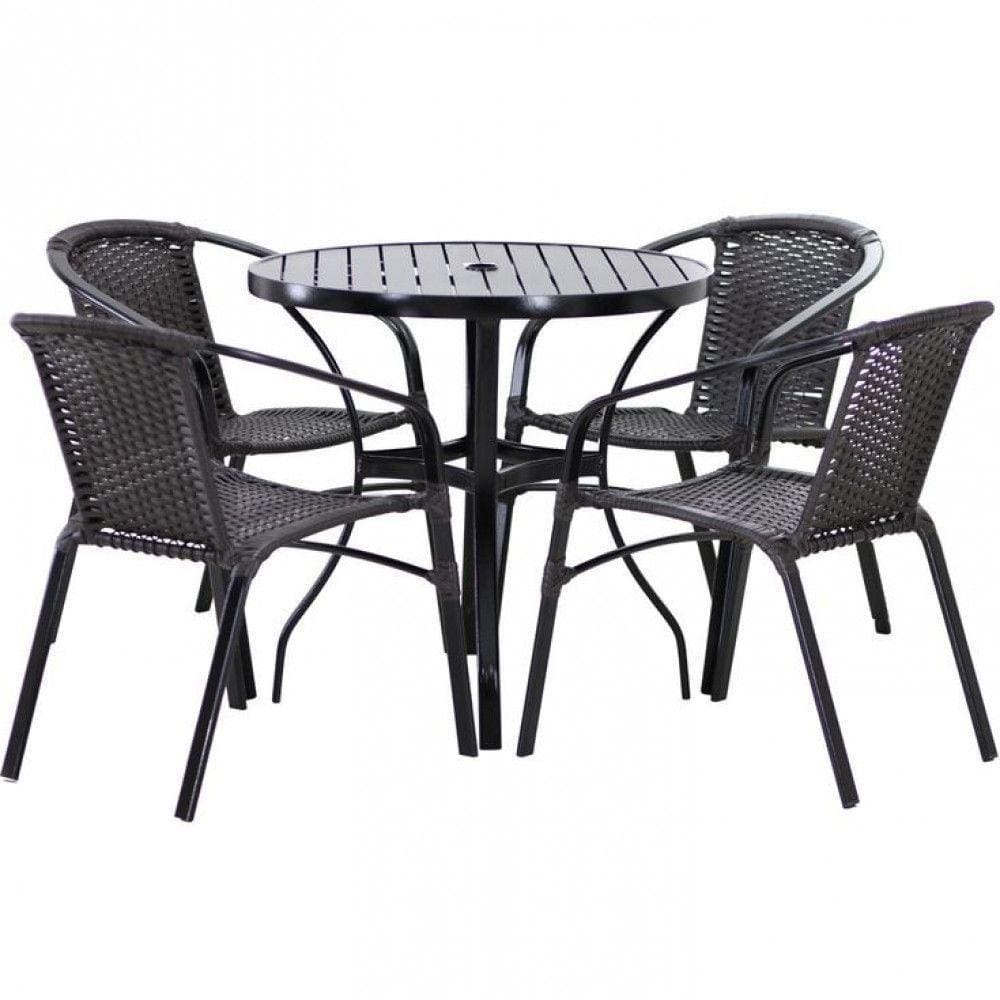 Conjunto 4 Cadeiras E Mesa Floripa Tampo Ripado Trama