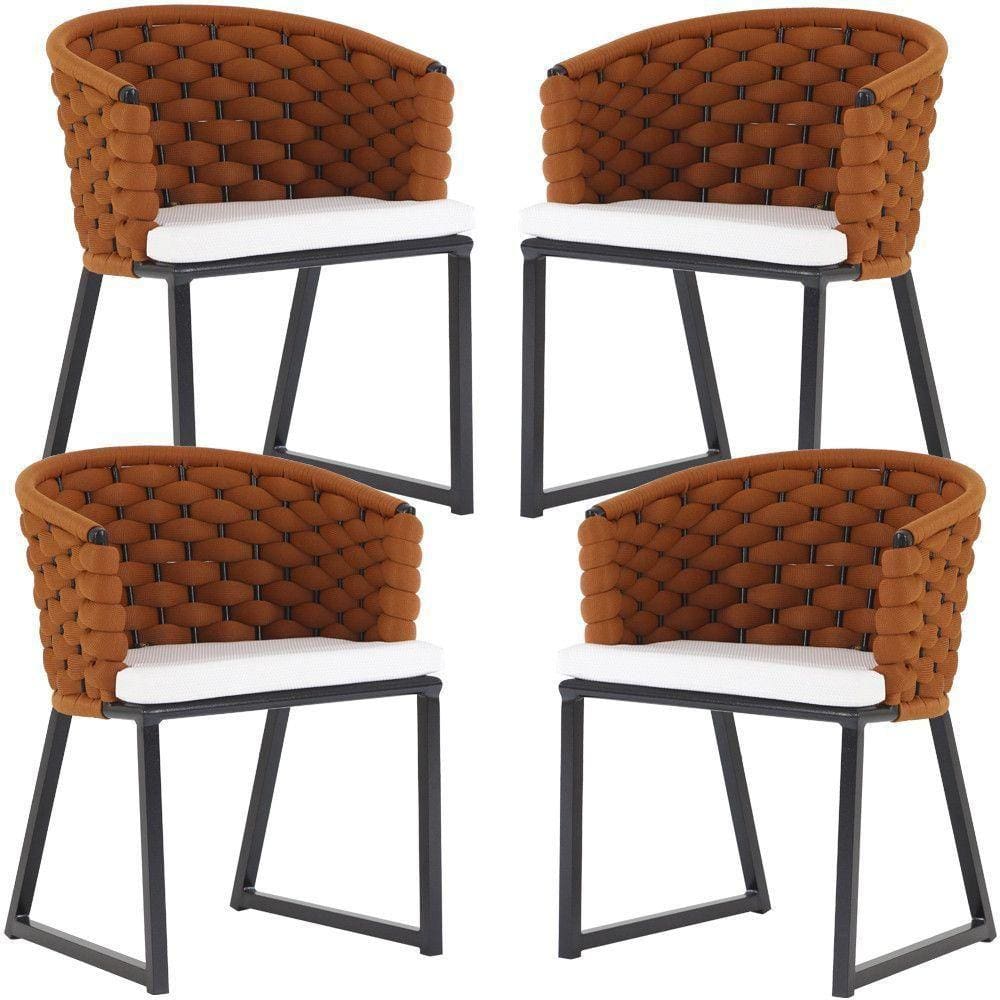 Kit 4 Cadeiras Bali Alumínio Em Tricô Náutico Mármore