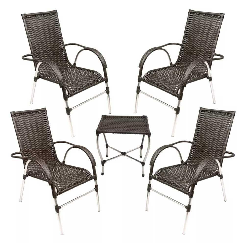 Kit 4 Cadeiras Vênus E Mesa De Centro Garden