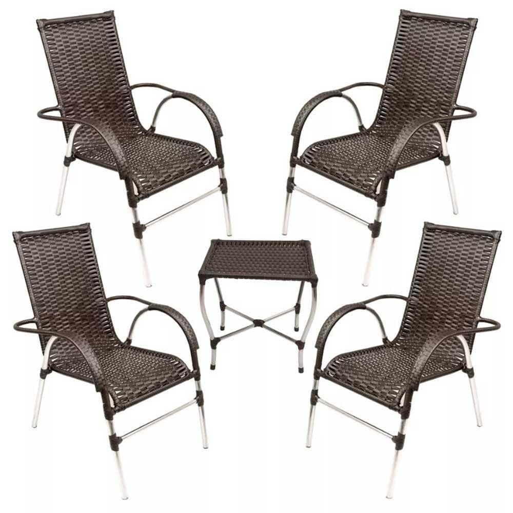 Kit 4 Cadeiras Vênus E Mesa De Centro Garden