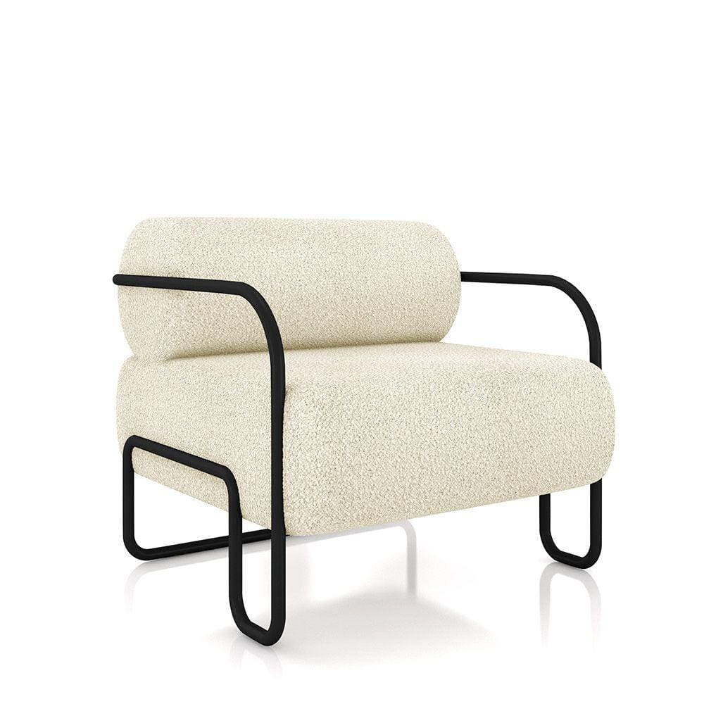 Poltrona Sala de Estar Industrial Preto Ameli Bouclê Bege K01 - D`Rossi