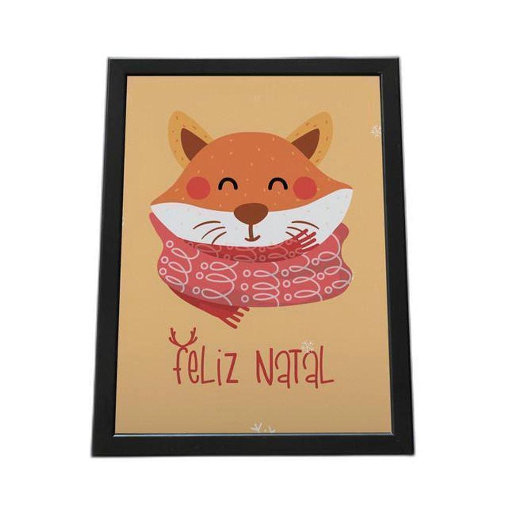 Quadro Com Moldura Feliz Natal Raposa