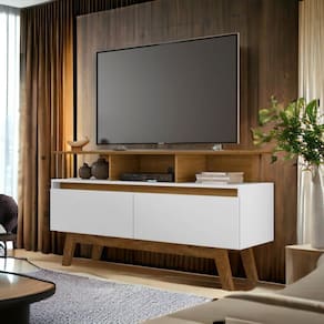 Rack com Gavetas Rubi 1,2 Cinamomo e Branco Bechara