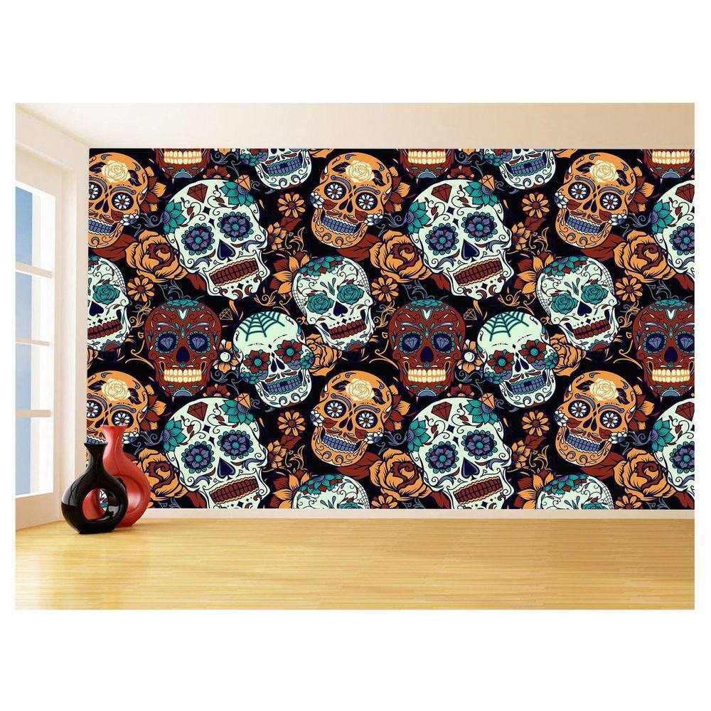 Papel De Parede 3D Textura Caveiras Mexicanas 3,5M Txt204