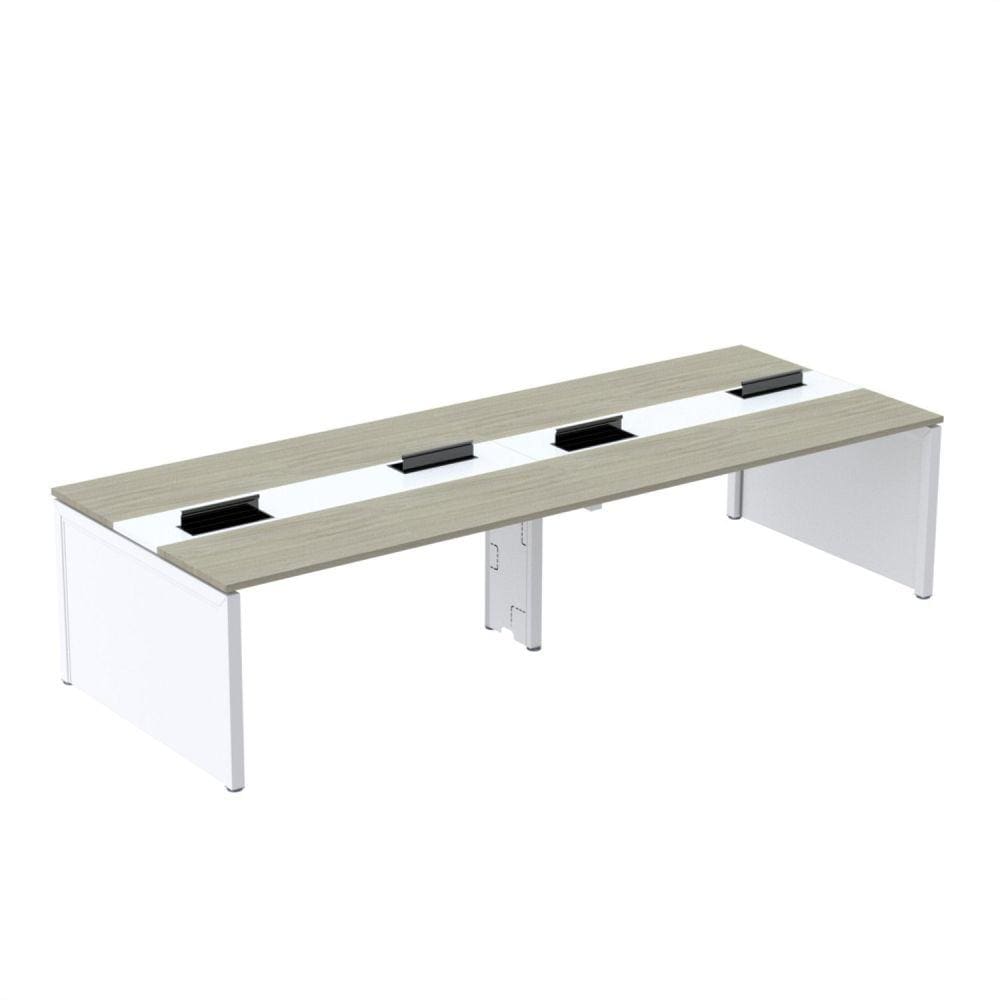 Mesa de Plataforma Dupla para 4 Pessoas Corporativa 130x140/4p Nogueira casblanca/Branco