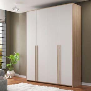 Guarda-roupas Modulado 4 Portas 6 Gavetas Branco/Carvalho Treviso