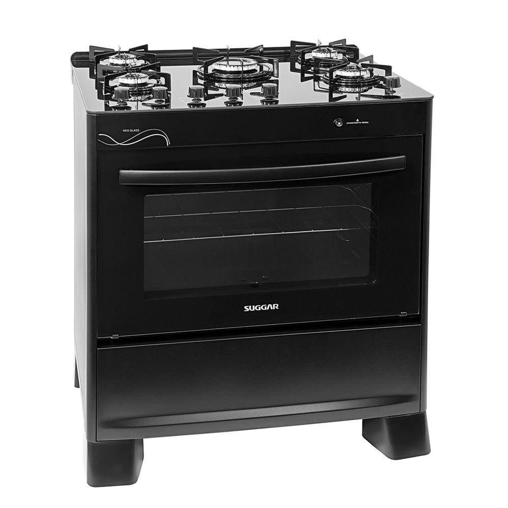 Fogão Neo Glass 5 Queimadores Preto Bivolt FGVNG510PT Suggar