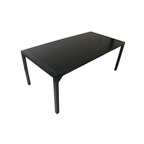 Mesa Retangular Haiti Com Tampo Ripado Preto