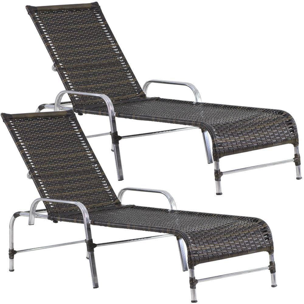 Kit 2 Espreguiçadeiras Catar Em Alumínio Pedra Ferro