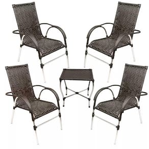 Kit 4 Cadeiras Vênus E Mesa De Centro Garden Pedra Ferro