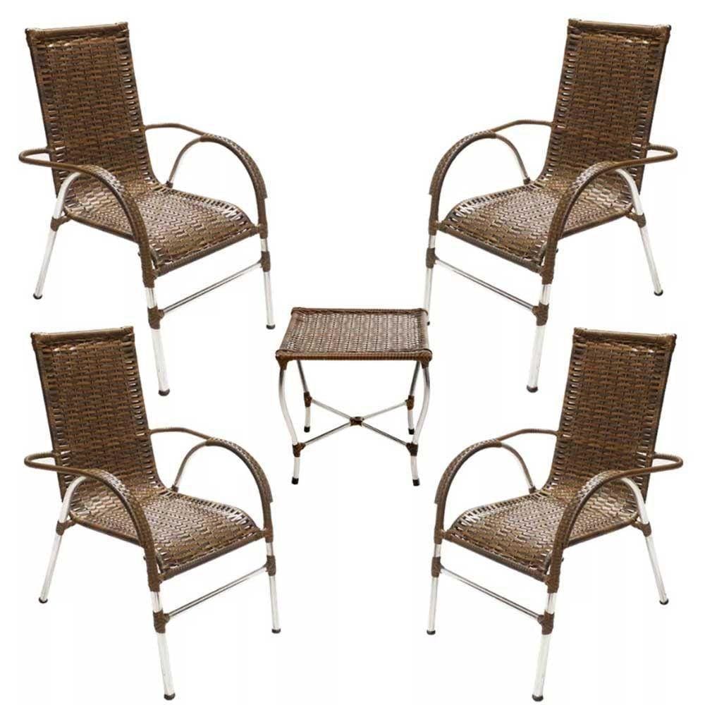 Kit 4 Cadeiras Vênus E Mesa De Centro Garden Argila