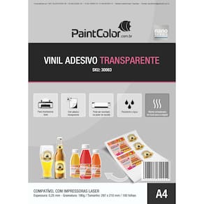 Vinil Adesivo para Laser Glossy Transparente A4 100 Folhas