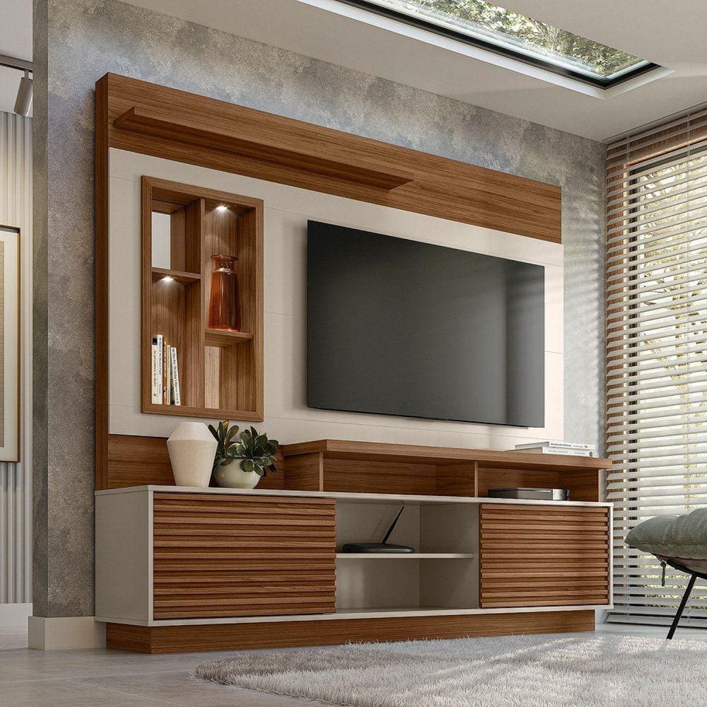 Estante Home para Tv até 60 Polegadas Eldorado 2.0 Jatobá/Off White
