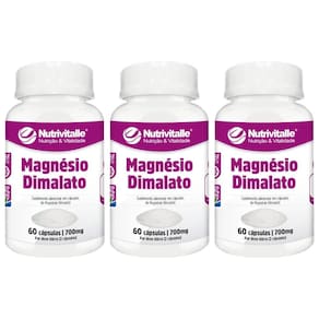 Kit 3 Un - Magnesio Dimalato 700Mg 60 Capsulas Nutrivitalle
