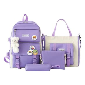 Mochila Fashion Campus High School de alta capacidade, 4 peças