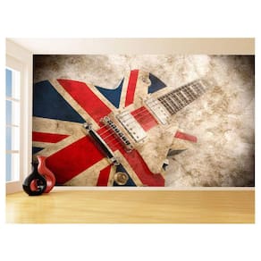 Papel De Parede 3D Musica Guitarra Uk Inglaterra 3,5M Mus46
