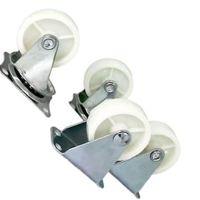 Kit 4 Rodinhas Moveis Rodízio Giratórias e Fixas - Branco