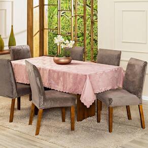 Kit Capas de Cadeira Jantar Lisa Splendore Ajustável com Elástico 04 Peças - Tecido Veludo Decoração Luxo Para Cozinha