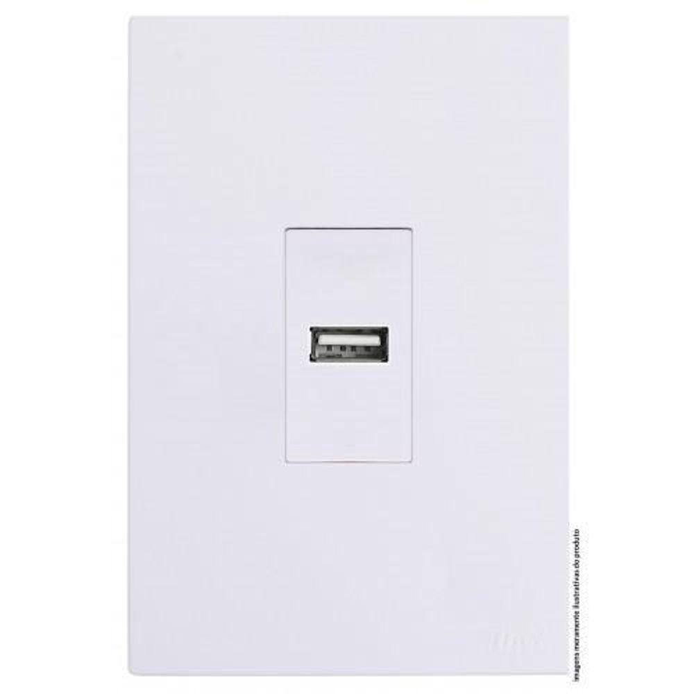 Conjunto Entrada Usb 2A Vertical 4X2 Branco Brg11396-4Br