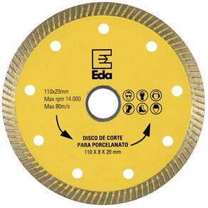 Disco De Corte Para Porcelanato 110Mm Turbo Diamantado Eda