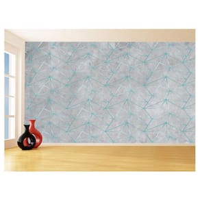Papel De Parede Concreto Linhas Azul Turquesa 3,5M Kkt282