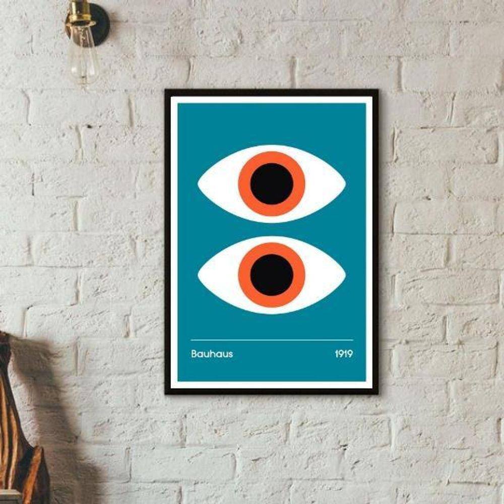 Quadro Bauhaus Poster Olhos - Azul 24X18Cm