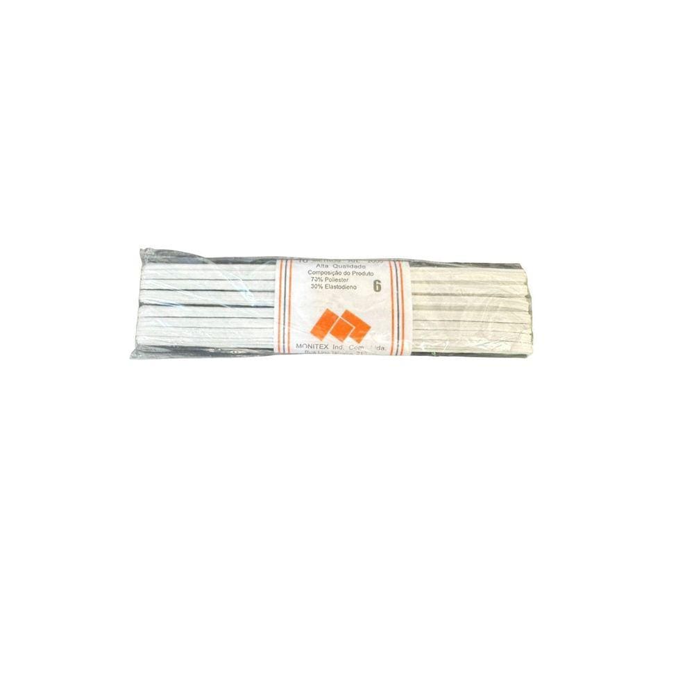 Kit 3 Rolos Elástico Nº06 Branco 04Mm Chato Com 10Mts Cada