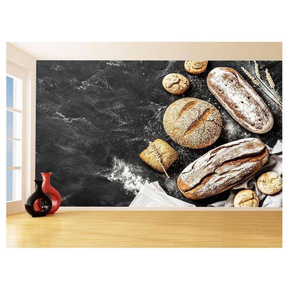 Papel De Parede 3D Alimentos Pão Pães Padaria 3,5M Al250