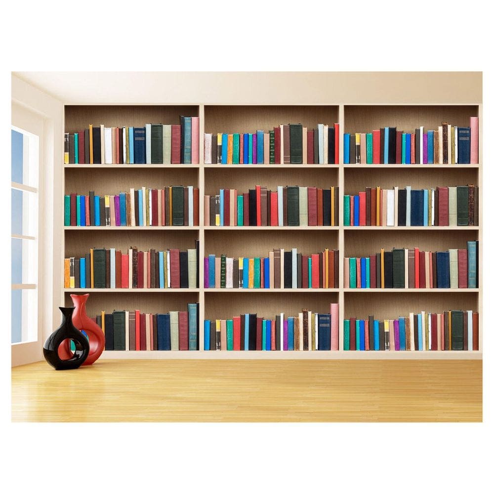 Papel De Parede 3D Estante De Livros Fundo Vídeo 3,5M Est06