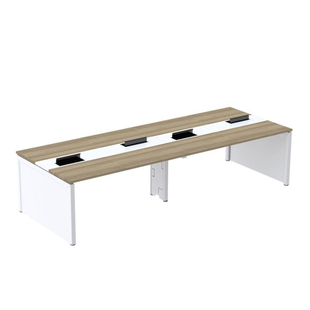 Mesa de Plataforma Dupla para 4 Pessoas Corporativa 110x140/4p Noce Naturalle/Branco