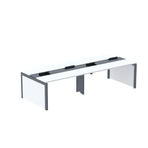 Mesa de Plataforma Dupla para 4 Pessoas Corporativa 130x140/4p Cinza/Grafito/Cinza