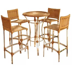 Conjunto De 3 Banquetas E Bistrô Em Alumínio Avelã