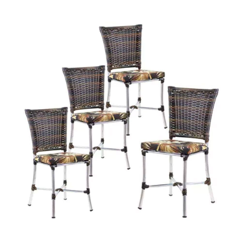 Kit 4 Cadeiras Angra Em Aluminio Com Almofada Pedra Ferro