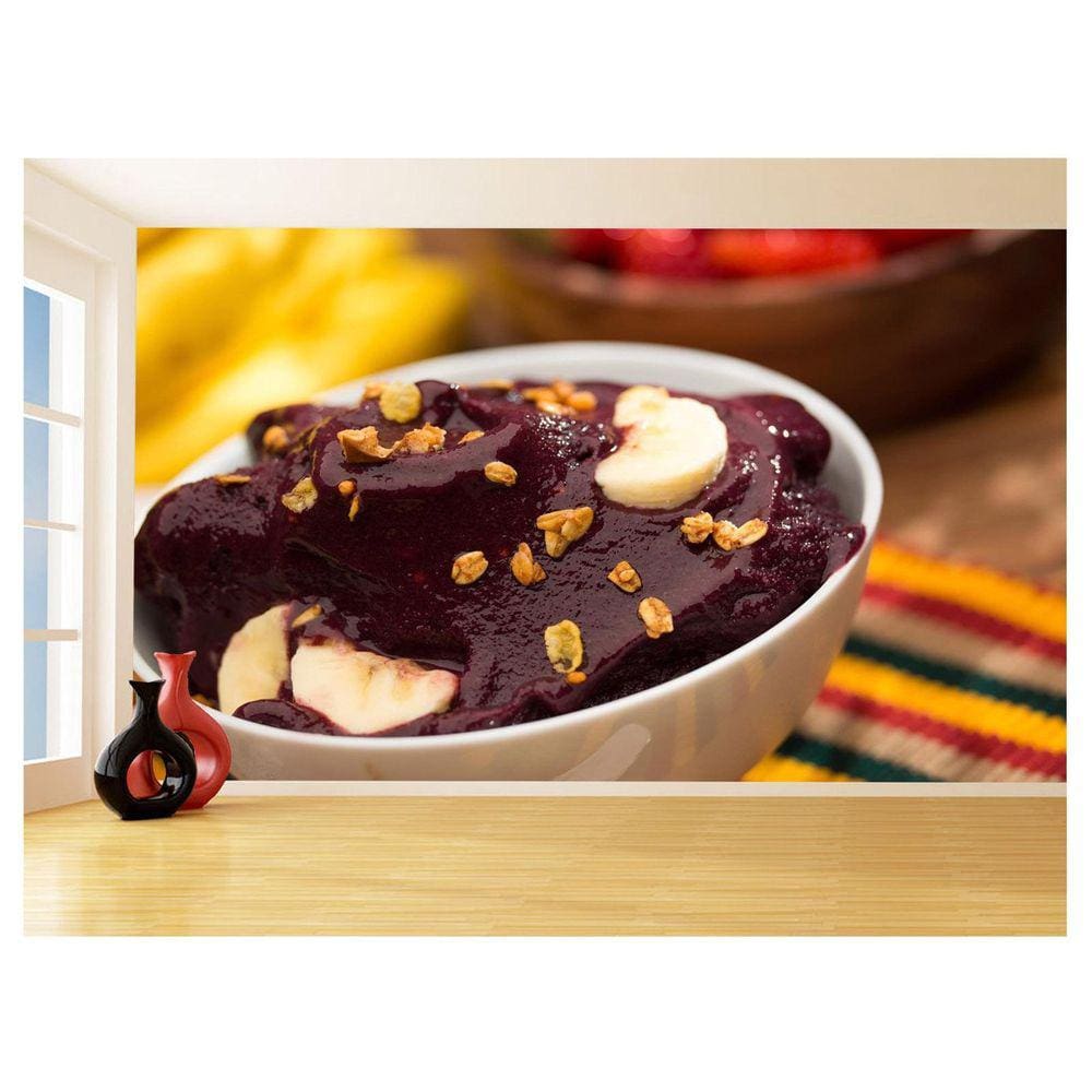 Papel De Parede 3D Alimentos Açai Tigela Frutas 3,5M Al442