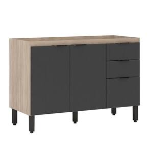 Gabinete de Pia Armário Firenze 120cm Avena/Grafito S/ Tampo - Demobile